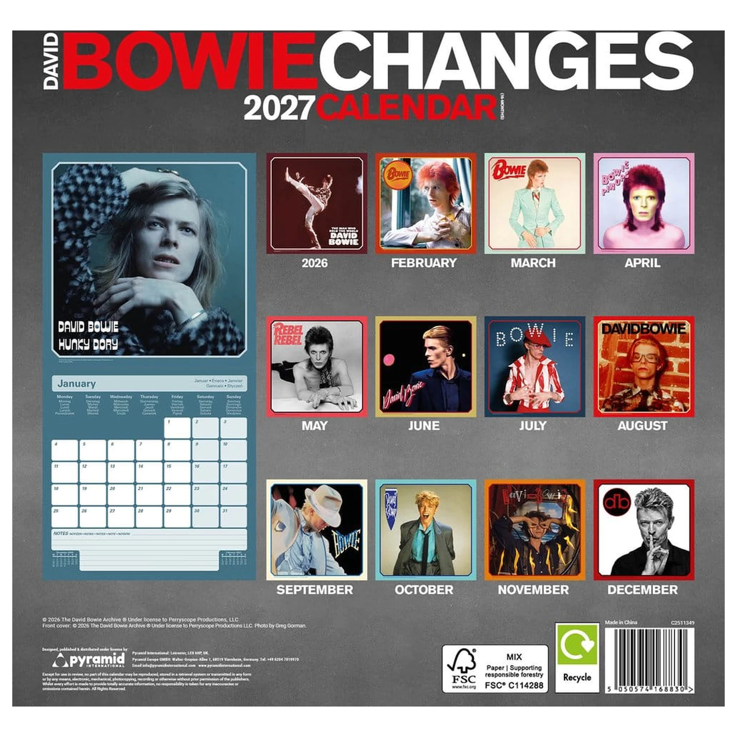 David Bowie Kalendár Changes 2027 30 x 30 cm produktová fotografia
