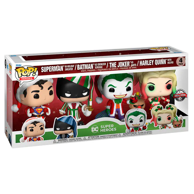 DC Comics POP! Heroes Vinylová figúrka 4-Pack Holiday 9 cm produktová fotografia