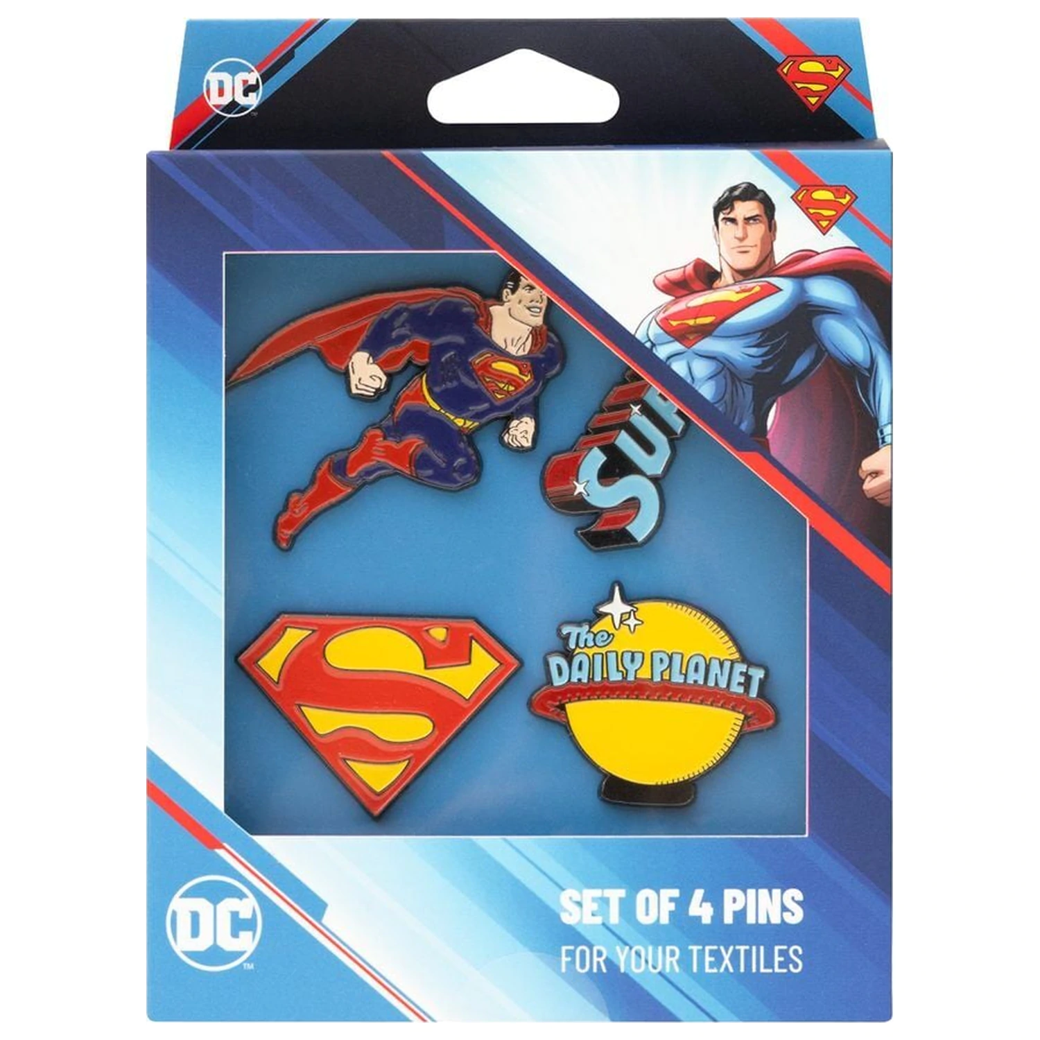 DC Comics Superman sada 4 odznakov produktová fotografia