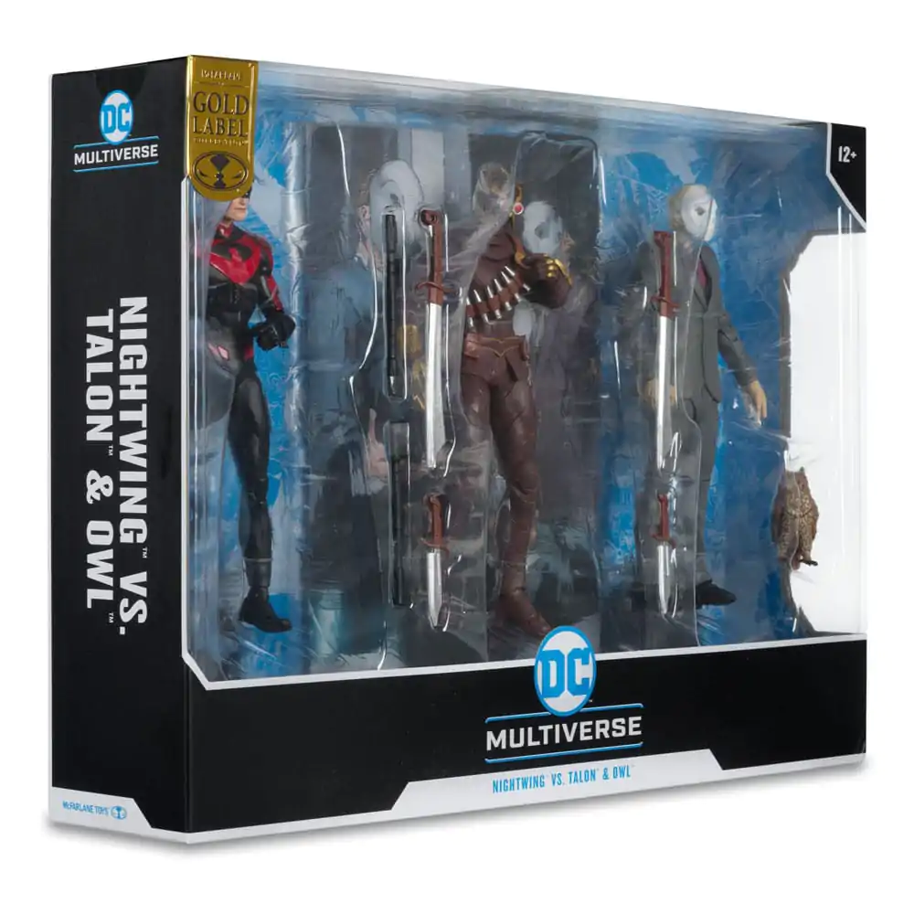 DC Multiverse Akčné figúrky 3-Pack Nightwing vs. Talon & Owl (Batman: The Court of Owls) (Gold Label) 18 cm produktová fotografia