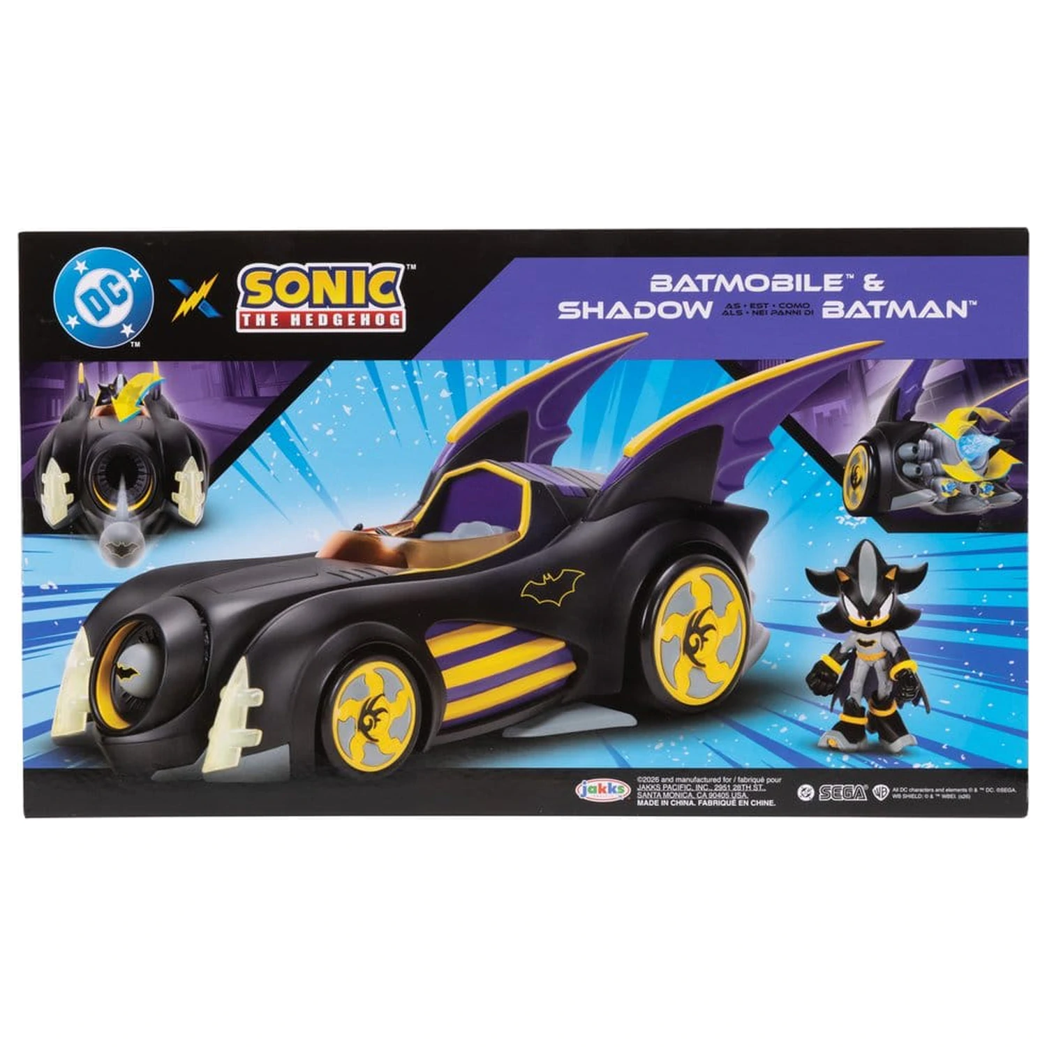 DC x Sonic - The Hedgehog akčná figúrka s vozidlom Shadow Batman & Batmobile 6 cm produktová fotografia