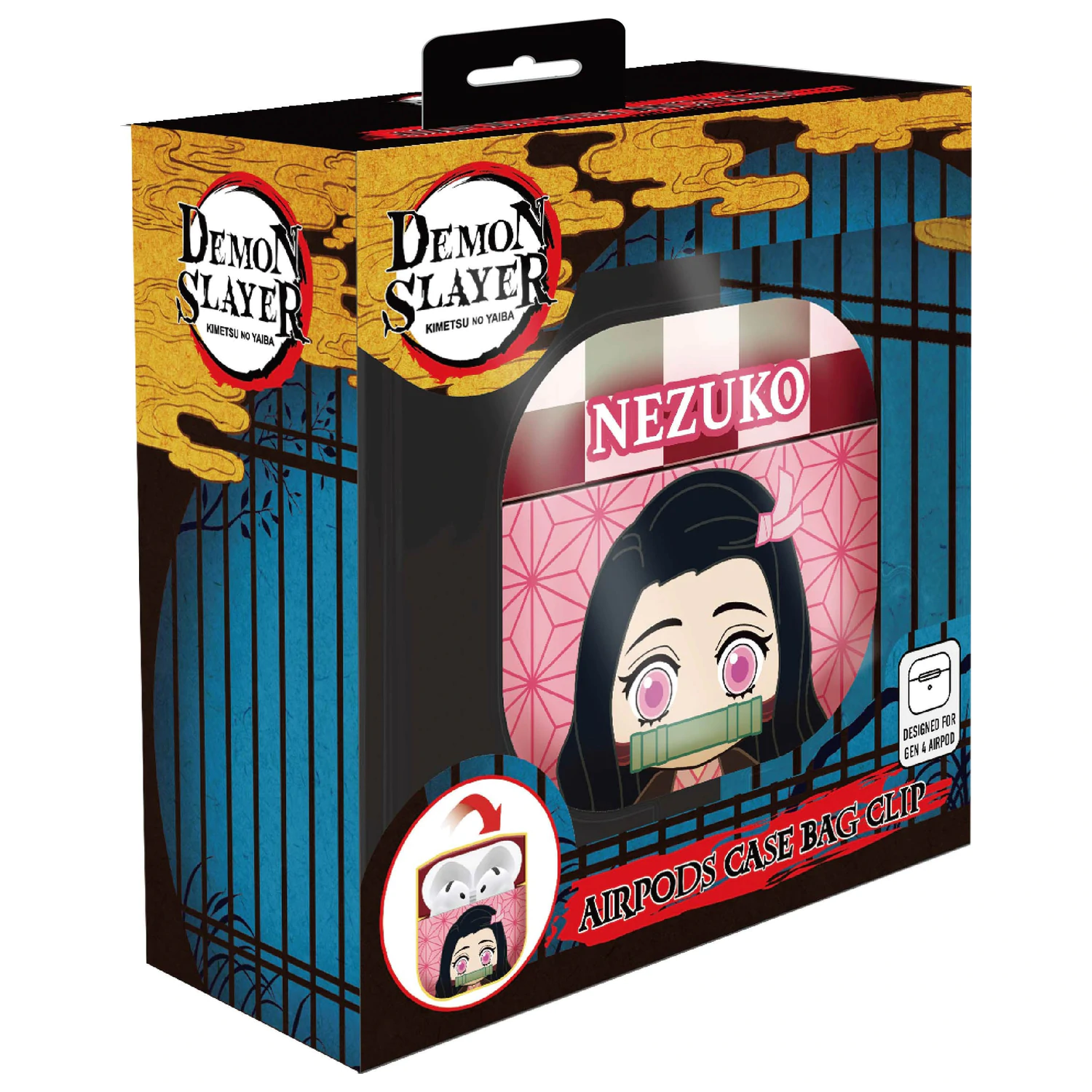 Demon Slayer Nezuko 3D penové puzdro AirPods s klipom na tašku produktová fotografia