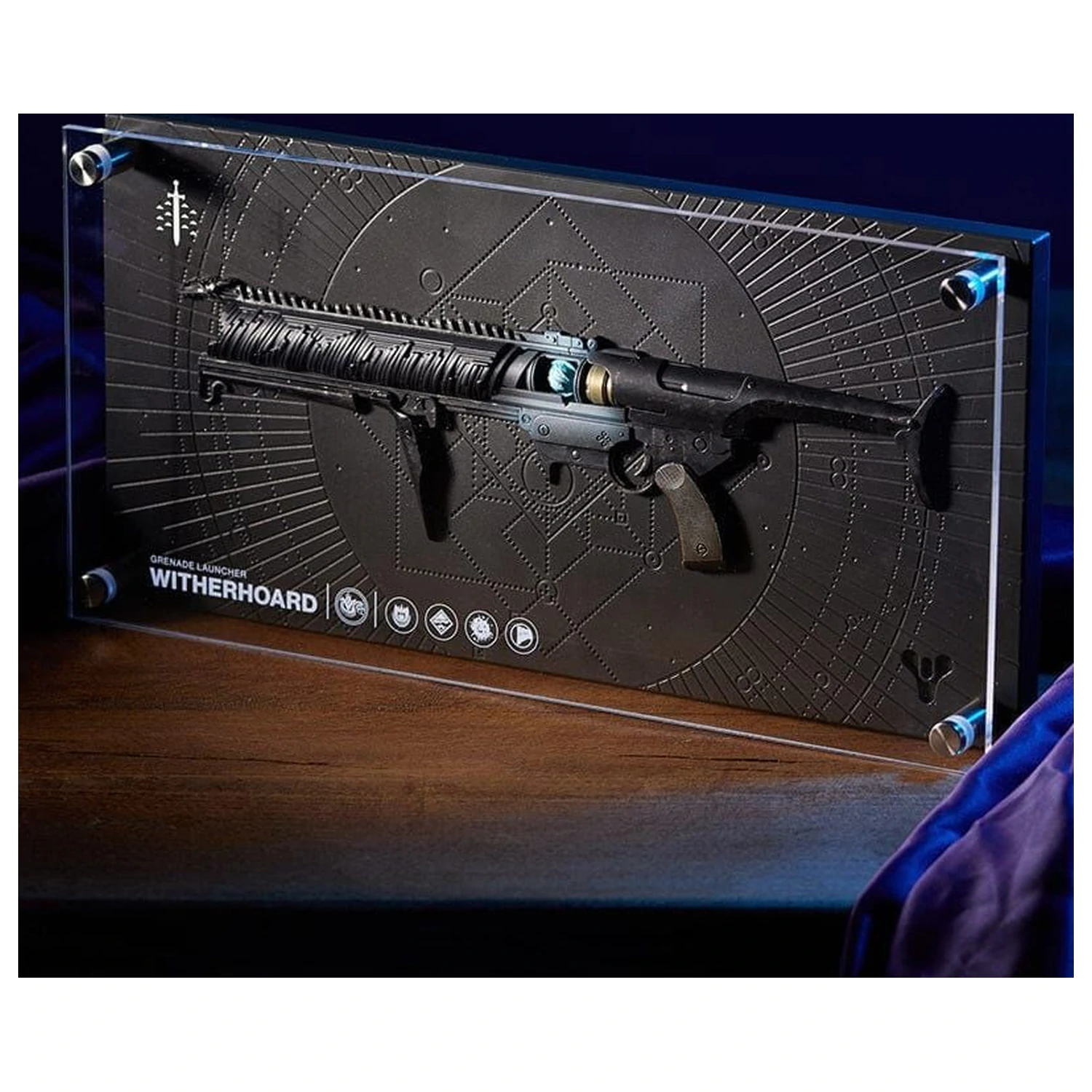 Destiny 2 Witherhoard Exotic Weapon replika plakety produktová fotografia