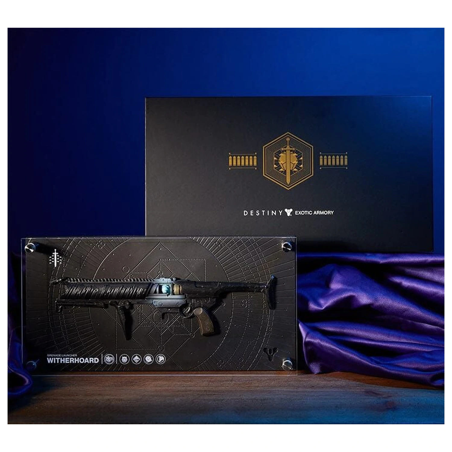 Destiny 2 Witherhoard Exotic Weapon replika plakety produktová fotografia