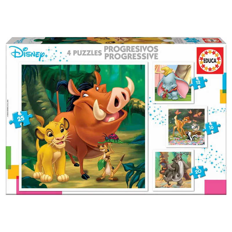 Disney Animals Dumbo + Bambi + Lion King + Jungle Book puzzle 12-16-20-25pcs termékfotó