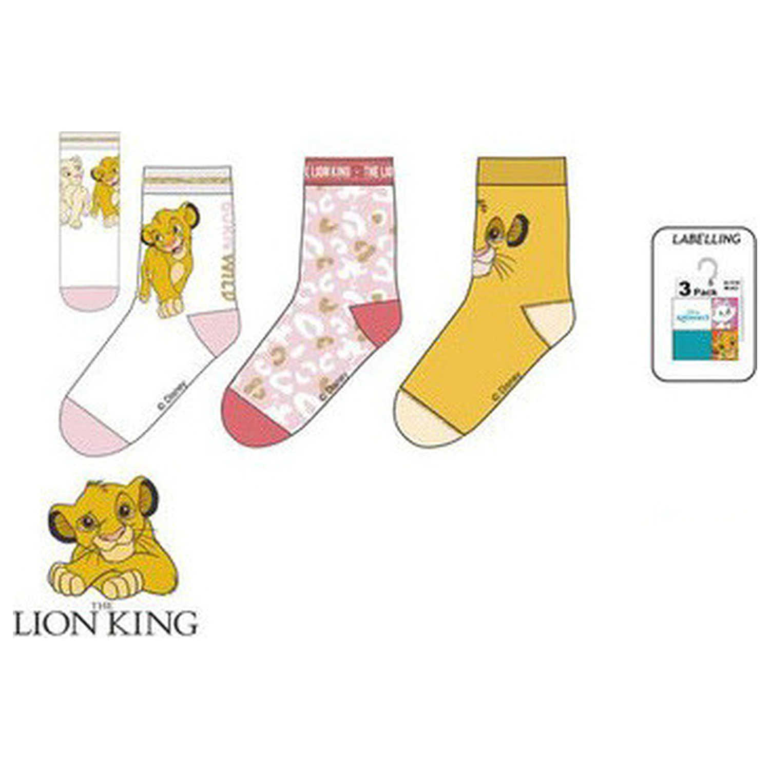 Disney The Lion King Safari biele detské ponožky 31/34 produktová fotografia