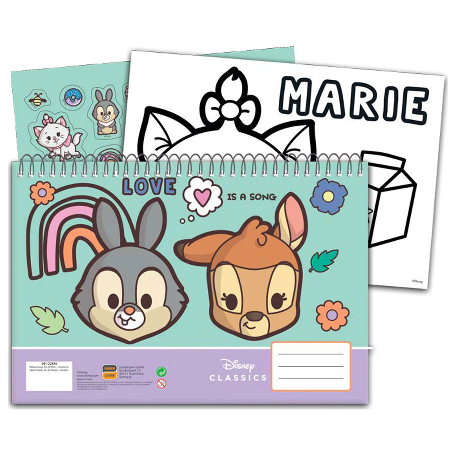 Disney Classics Love A/4 špirálový skicár 40 listov s nálepkami produktová fotografia