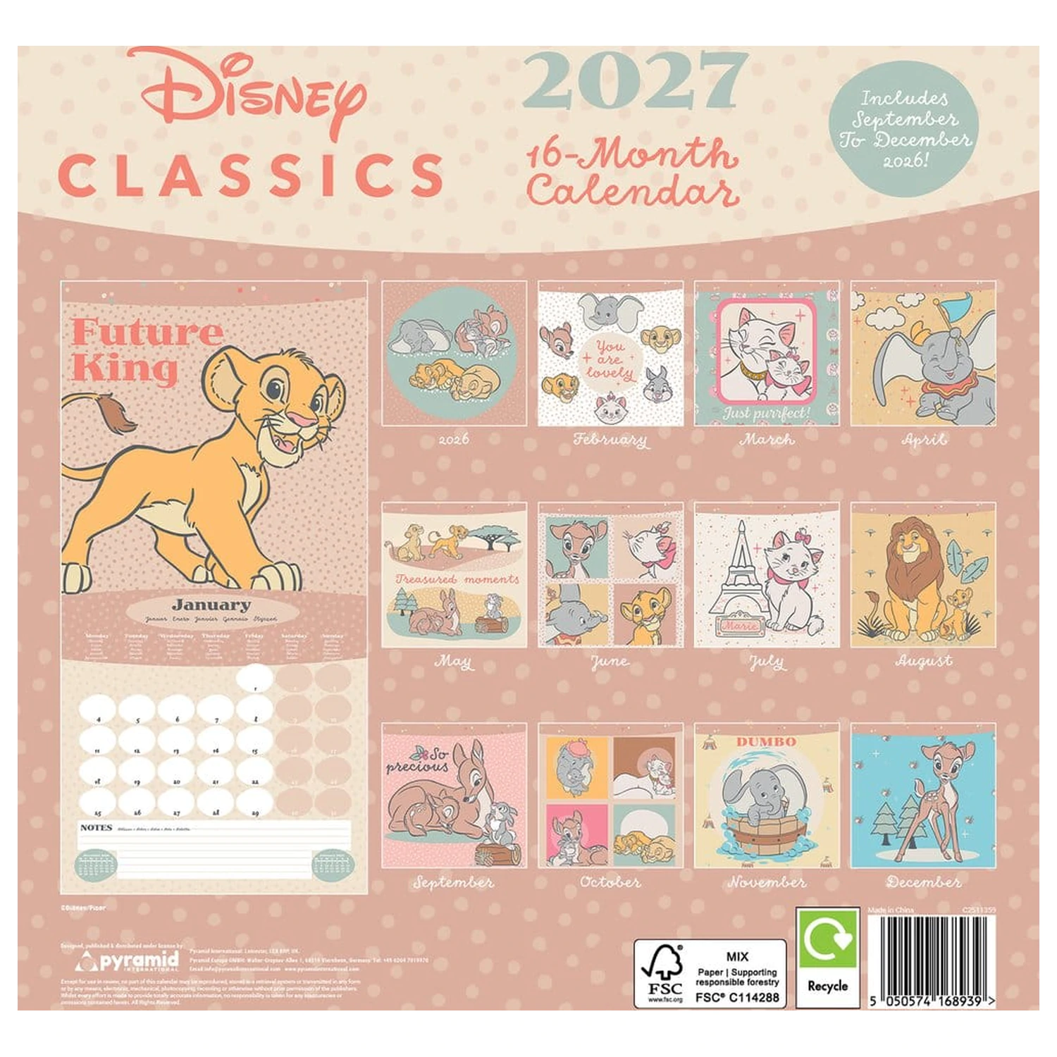 Disney Classics kalendár Treasured Memories 2027 30 x 30 cm produktová fotografia