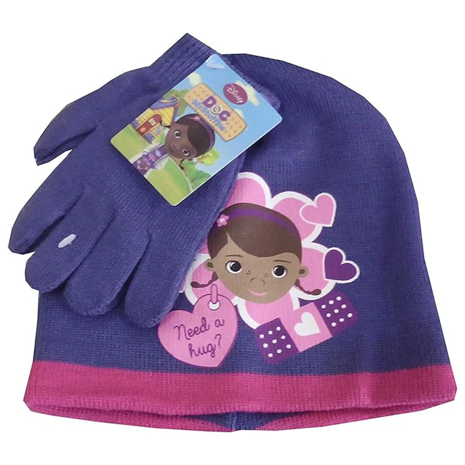 Disney Doc McStuffins Hug Purple detská čiapka a rukavice set 54 cm produktová fotografia