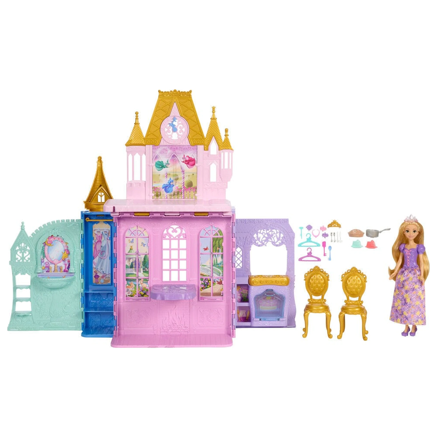 Disney Princess Rapunzel Bábika a Zlož a prenes Hrad herná sada produktová fotografia