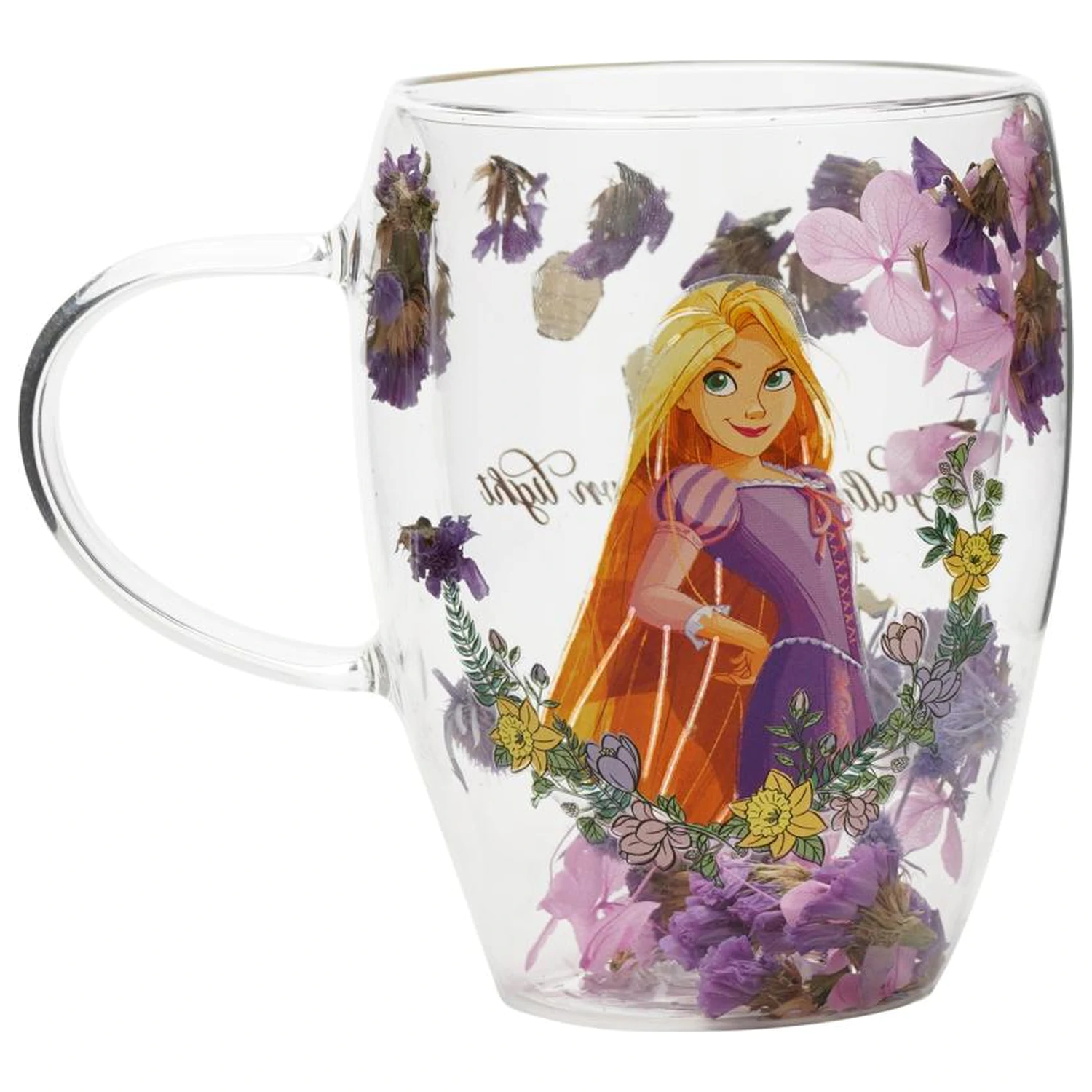 Disney Princess Rapunzel sklenený pohár so sušenými kvetmi 300 ml produktová fotografia