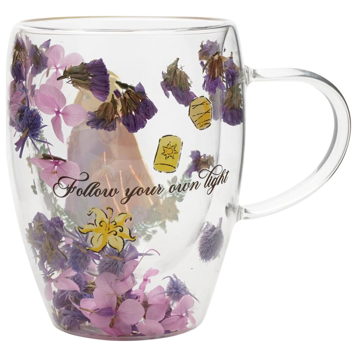 Disney Princess Rapunzel sklenený pohár so sušenými kvetmi 300 ml produktová fotografia