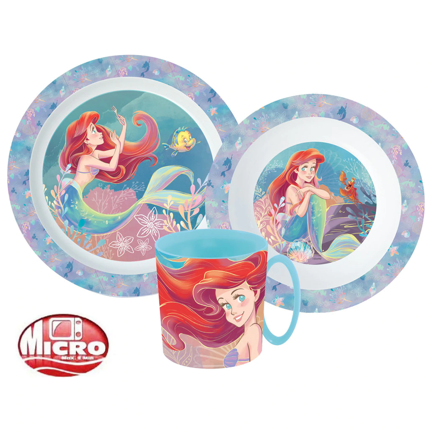 Disney Princess Ariel Jedálenská súprava, Micro Plastic súprava s hrnčekom produktová fotografia
