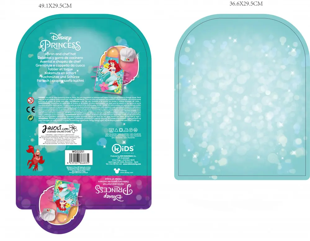 Disney Princesses Ariel detská zástera, 2-dielna súprava produktová fotografia