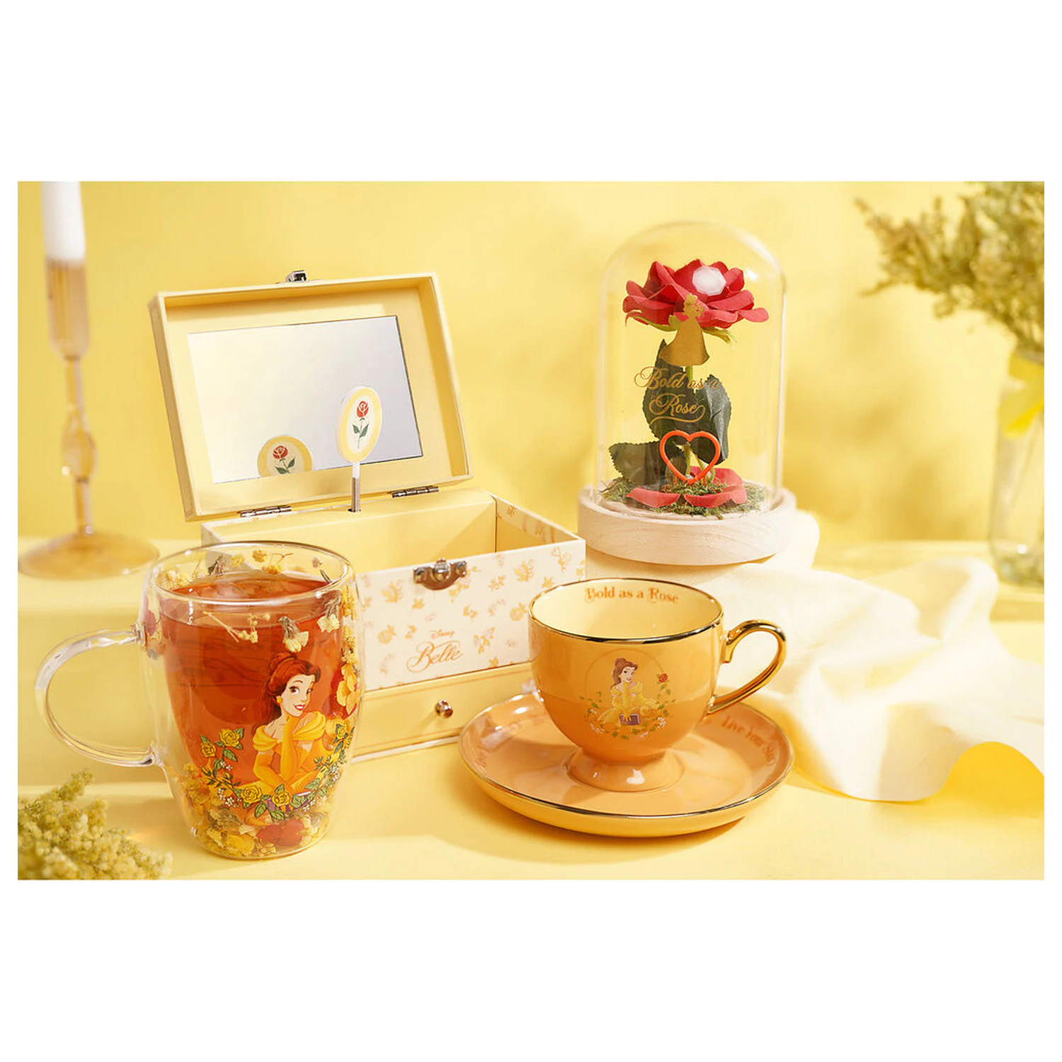 Disney Princess Belle Sklo so sušenými kvetmi 300 ml produktová fotografia
