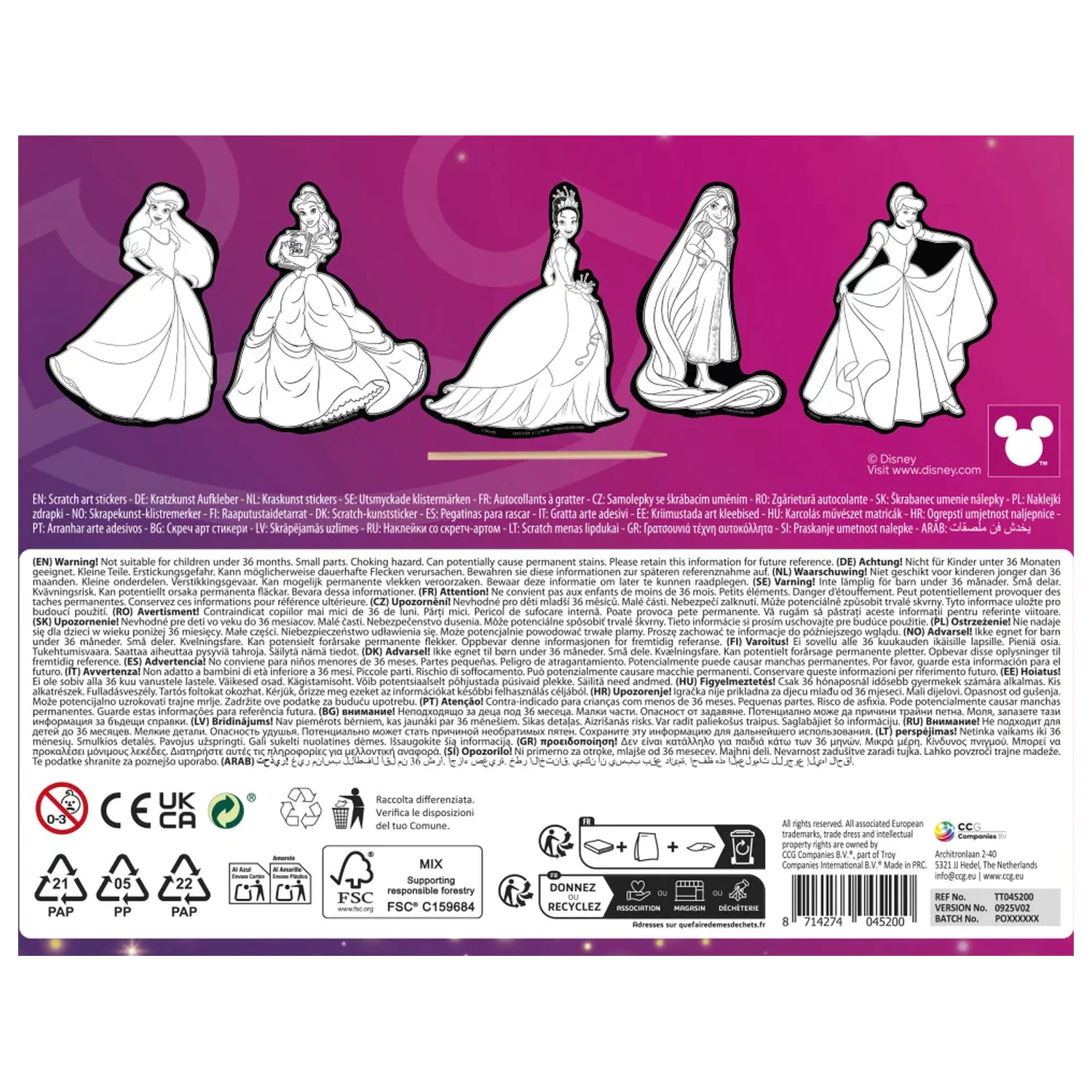 Disney Princess Fairytale zoškrabovacie art nálepky 5 ks produktová fotografia