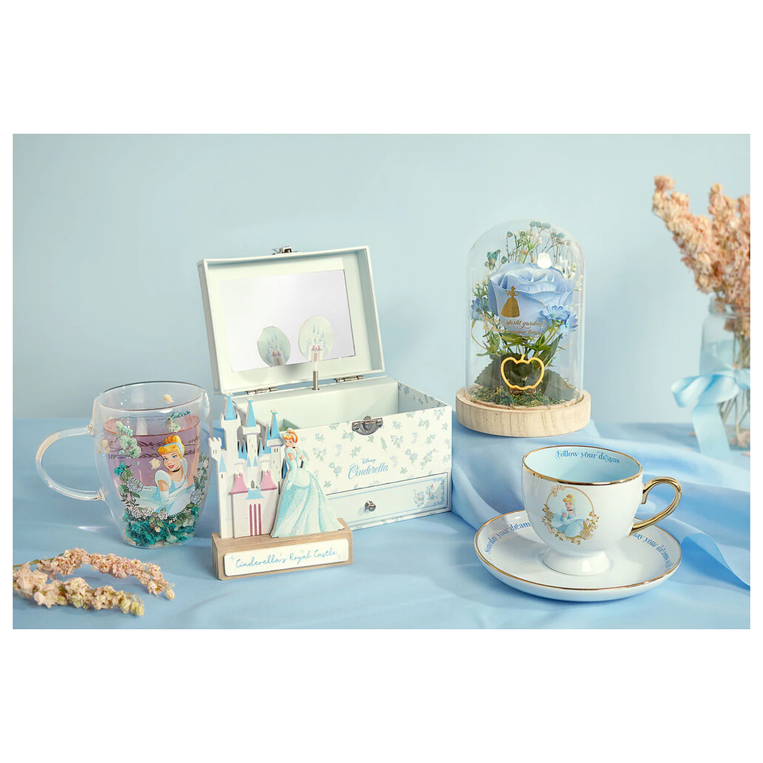 Disney Princess Cinderella Sklo so sušenými kvetmi 300 ml produktová fotografia