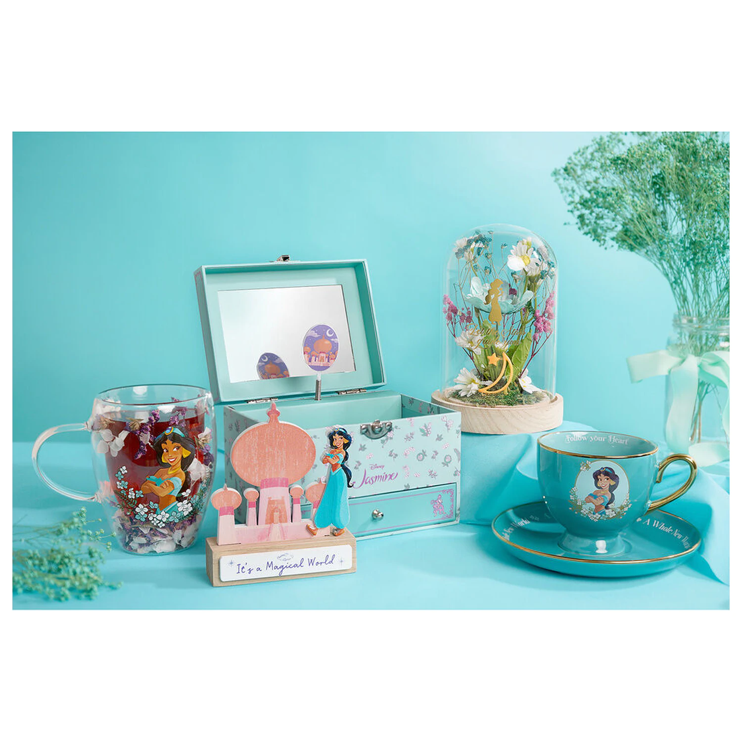 Disney Princess Jasmine Sklo so sušenými kvetmi 300 ml produktová fotografia