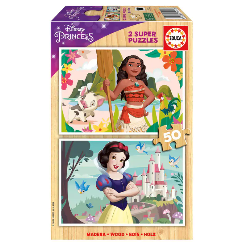 Disney Princess Vaiana + Snow White drevené puzzle 2x50ks produktová fotografia