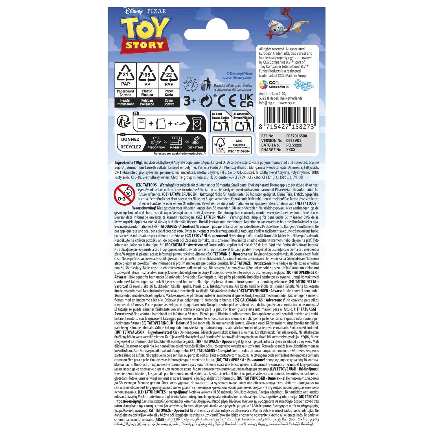 Disney Toy Story Dobrodružné tetovania 12 ks produktová fotografia