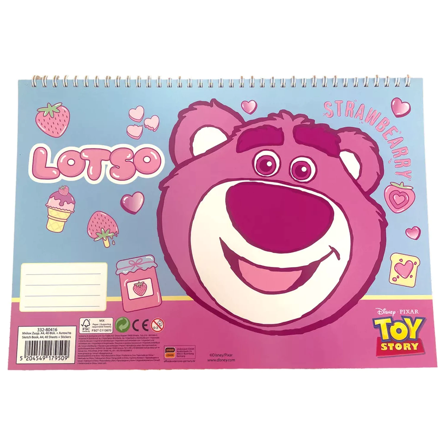 Disney Toy Story Lotso A4 špirálový skicár, 40 listov s nálepkami produktová fotografia