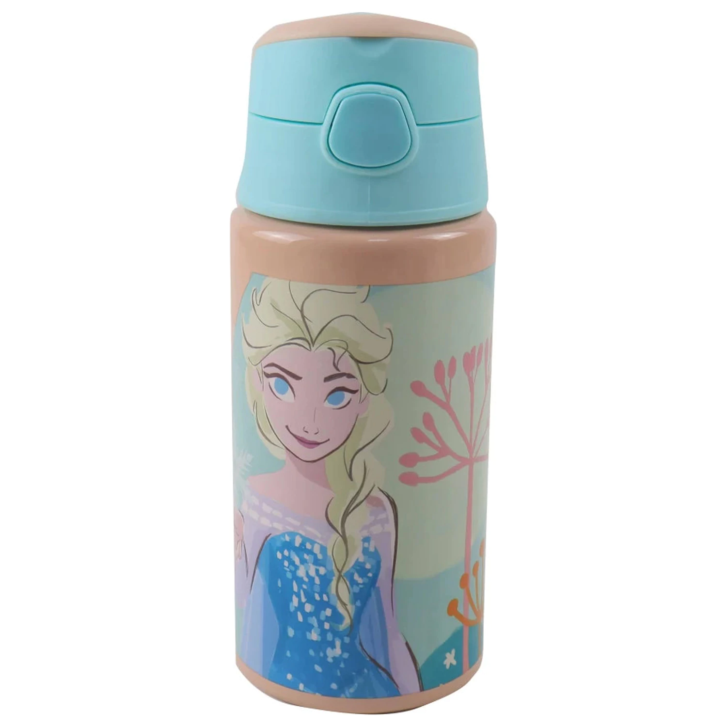 Disney Frozen Adventure fľaša na vodu z hliníka so slamkou a háčikom 500 ml produktová fotografia