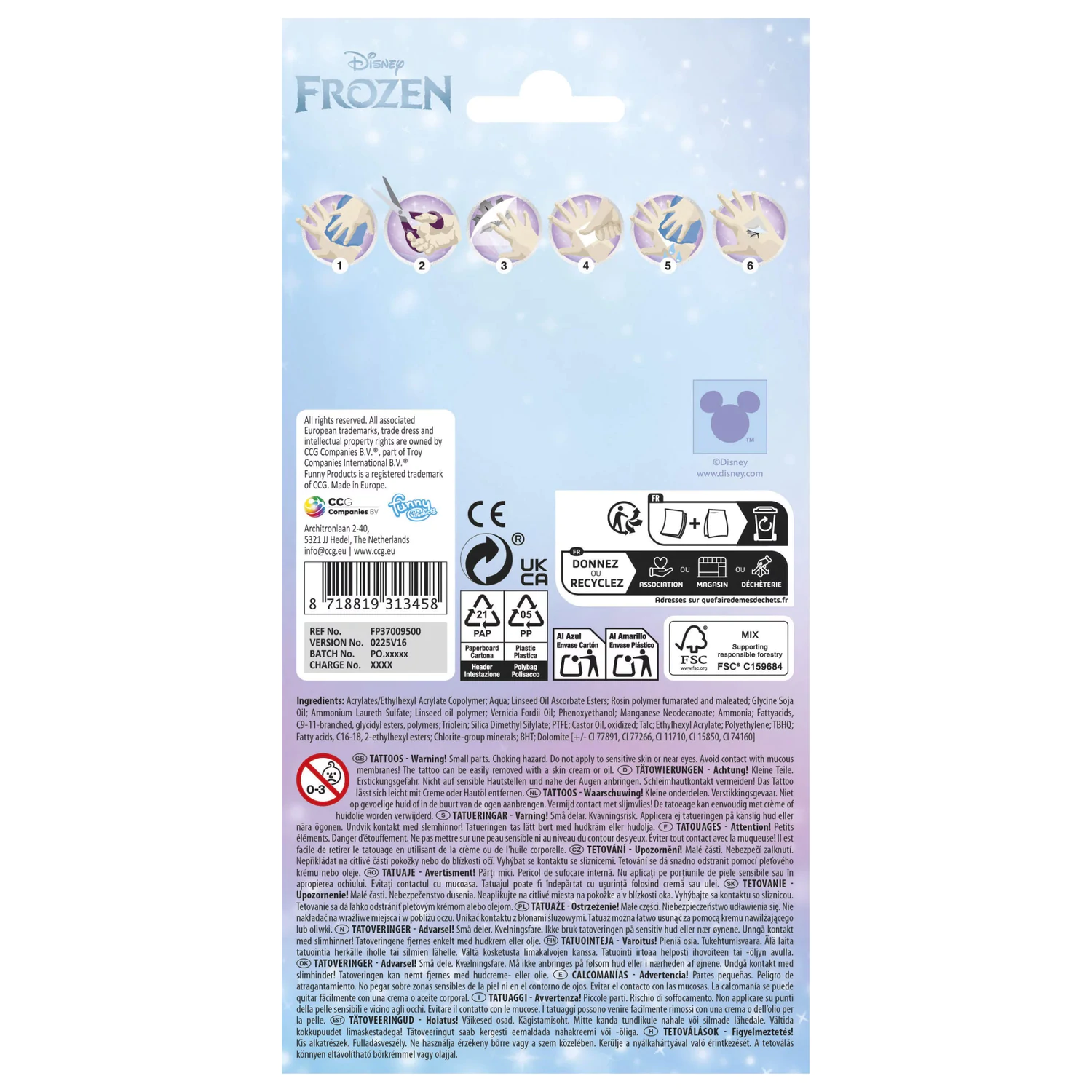 Disney Frozen Adventure Tetovanie 12-kusové produktová fotografia