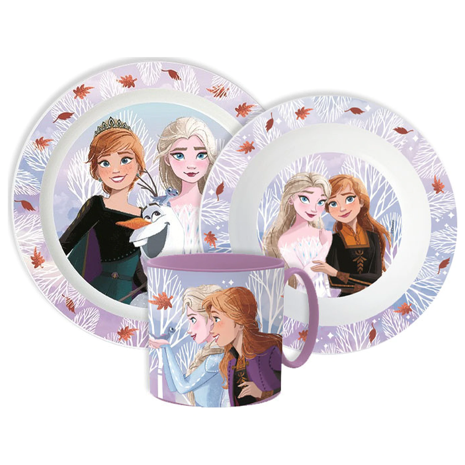 Disney Frozen Autumn Leaves jedálenský set, mikro plastový set s hrnčekom produktová fotografia