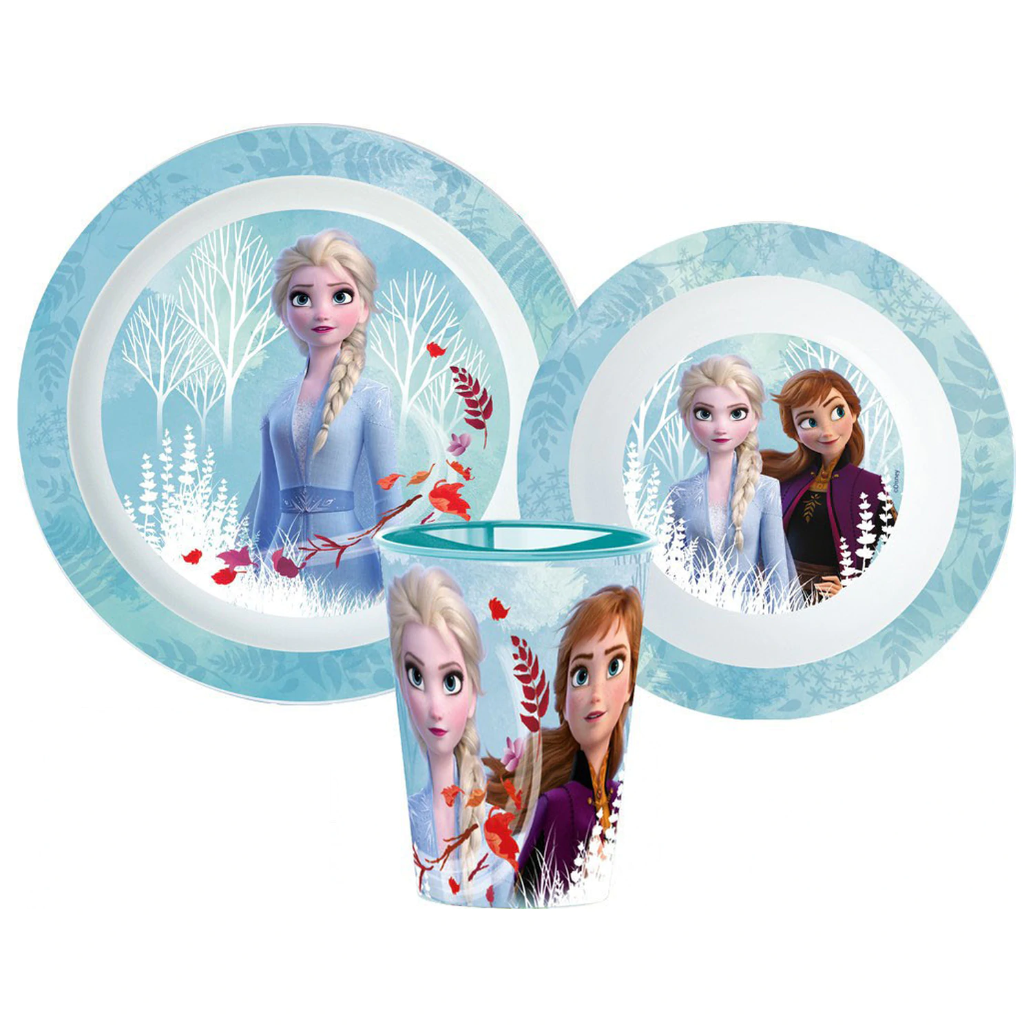 Disney Frozen Blue Forest jedálenský set, mikroplastový set, so sklom 260 ml produktová fotografia