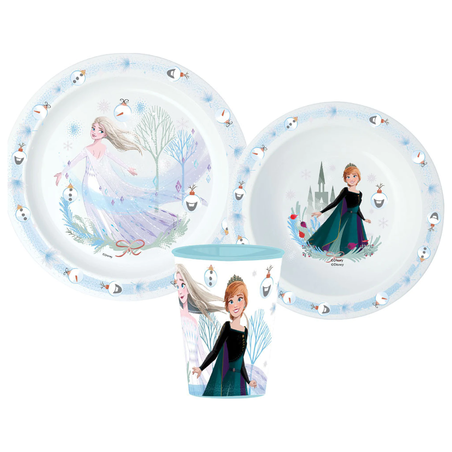 Disney Frozen Royally Cool Christmas Dinnerware Set, sada mikro plastového riadu, s 260 ml pohárom produktová fotografia