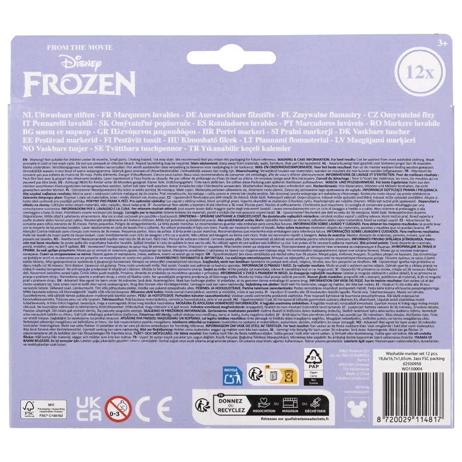 Disney Frozen Snowflakes Umývateľné textilné fixky 12 kusov produktová fotografia