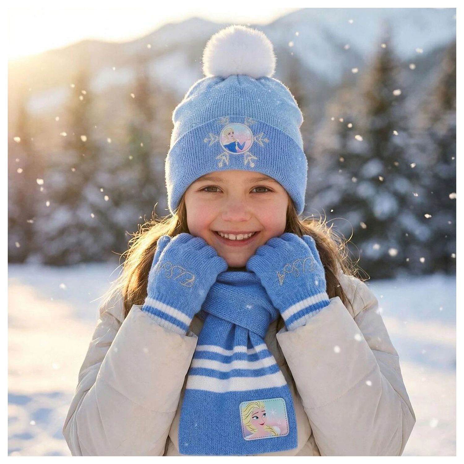 Disney Frozen zimný set kukla čiapka rukavice produktová fotografia