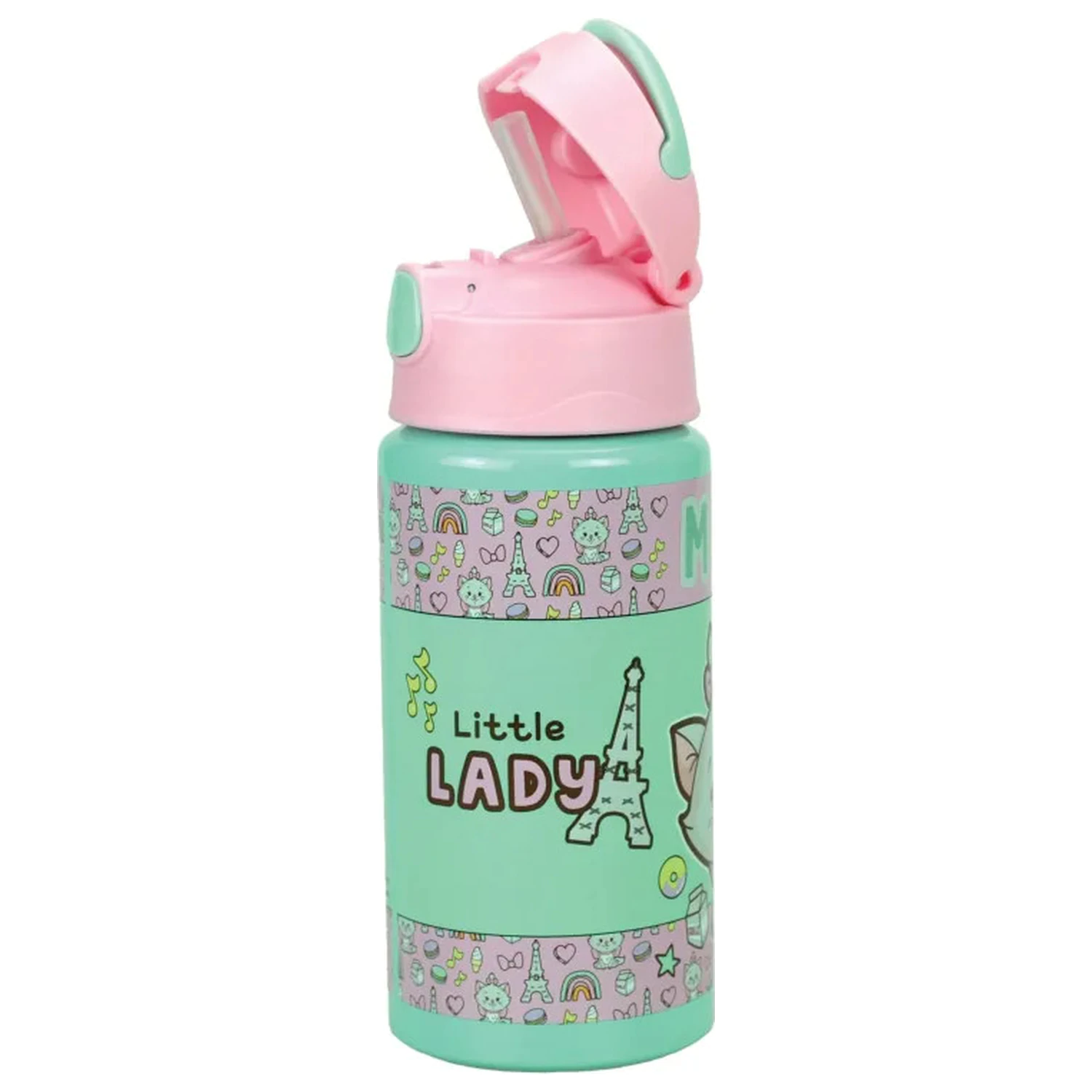 Disney Marie Little Lady hliníková fľaša na vodu so slamkou a vešiakom 500 ml produktová fotografia