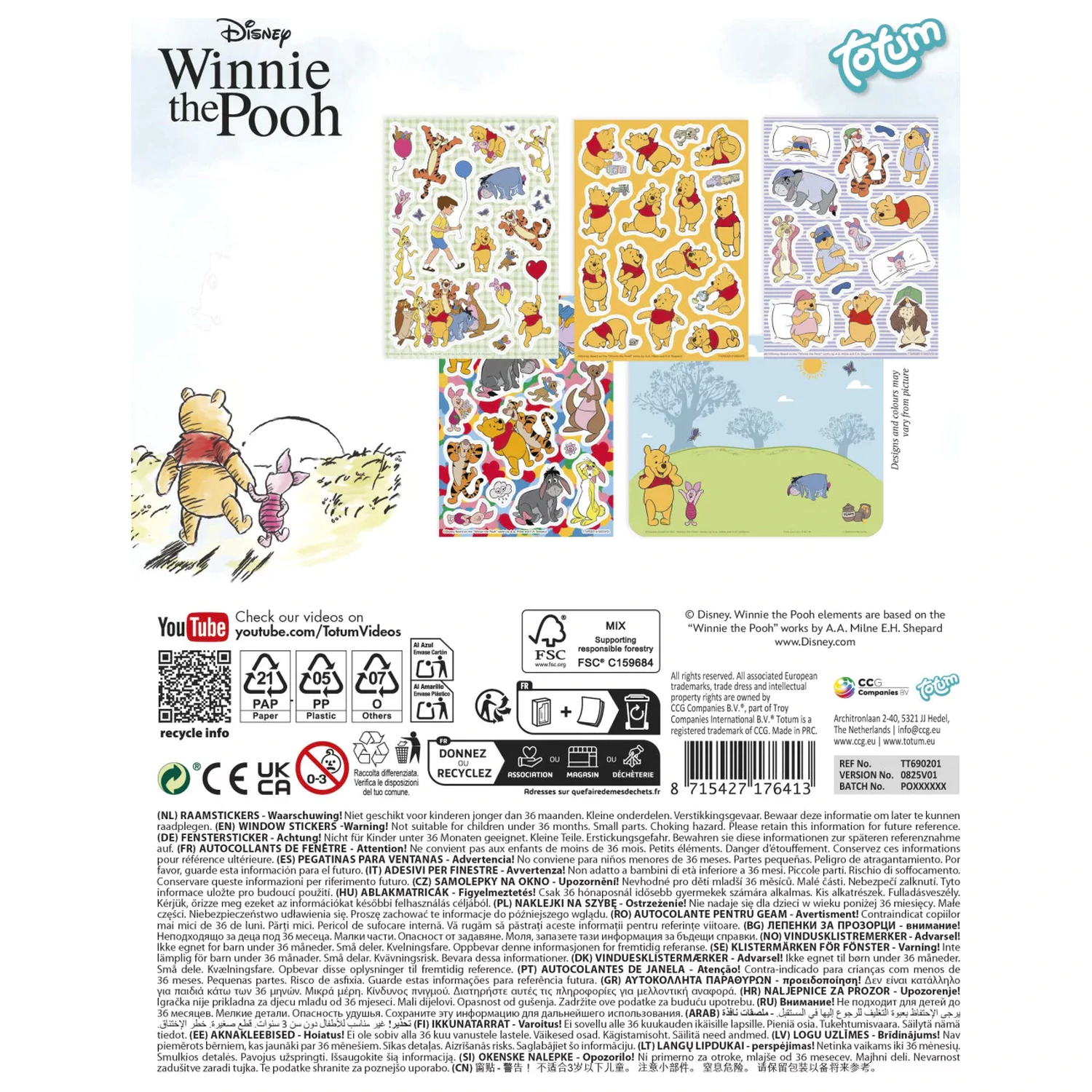 Disney Winnie the Pooh Happy sada okenných nálepiek produktová fotografia