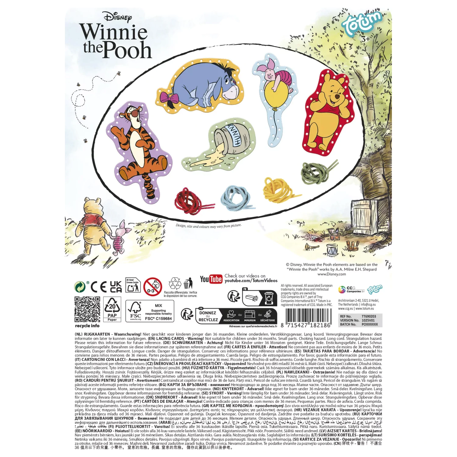 Disney Winnie the Pooh Veselé karty na šnurovanie 5 ks produktová fotografia