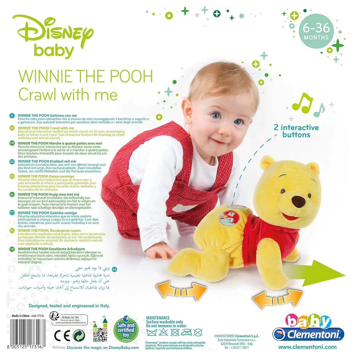 Disney Winnie the Pooh Happy interaktívna plaziaca sa plyšová figúrka produktová fotografia