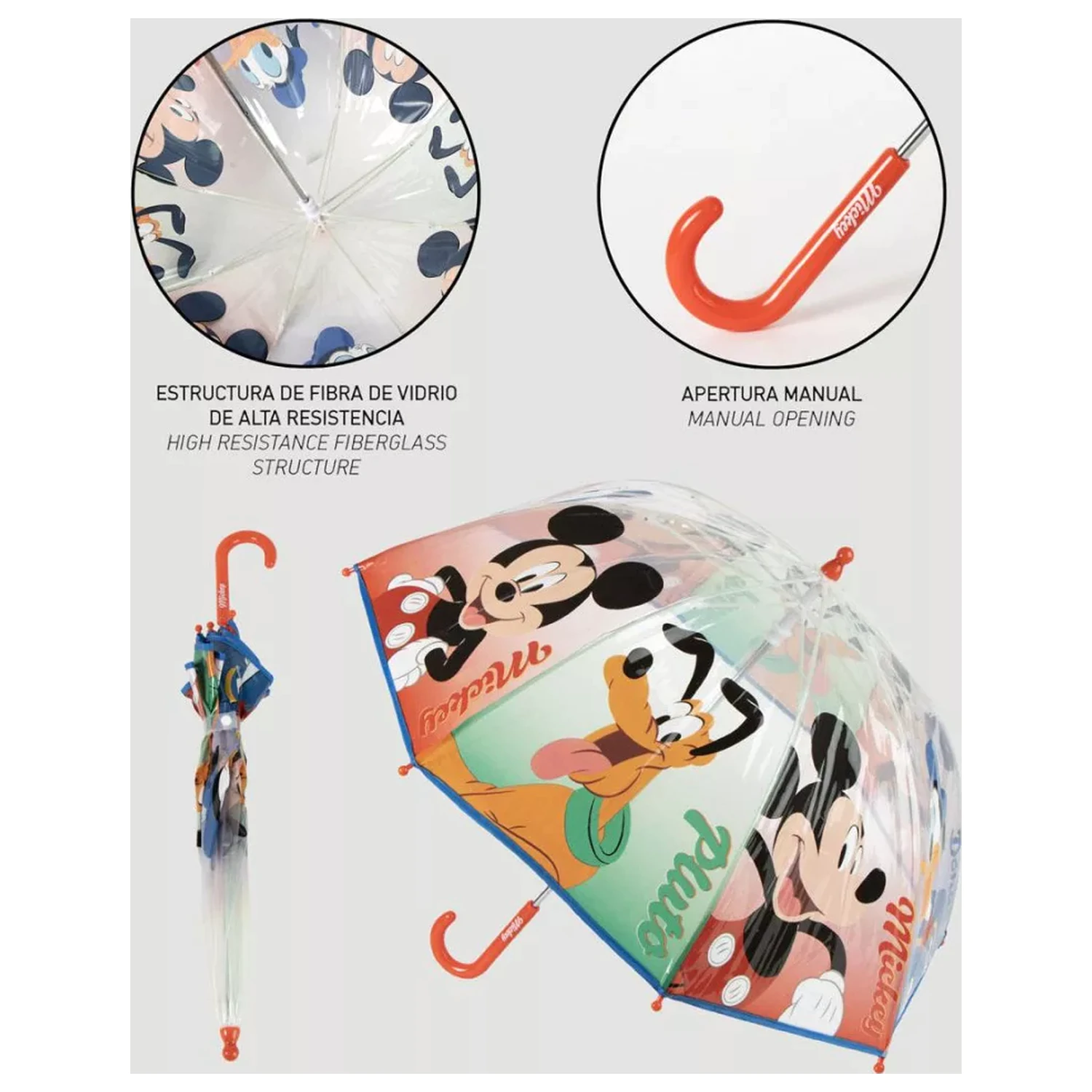 Disney Mickey Pluto detský priehľadný dáždnik produktová fotografia