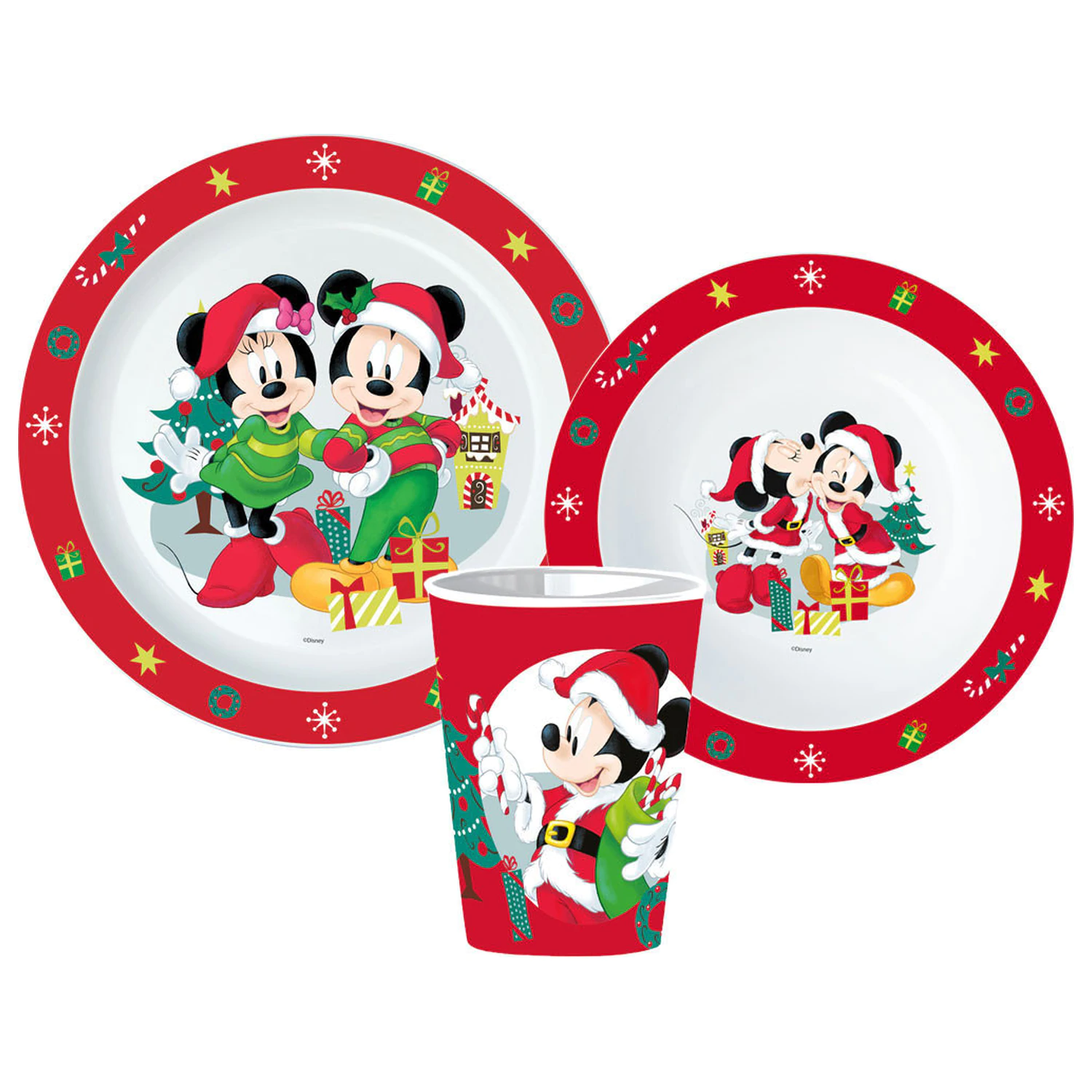 Disney Minnie and Mickey vianočný jedálenský set, Micro Plastic Set, s 260 ml pohárom produktová fotografia