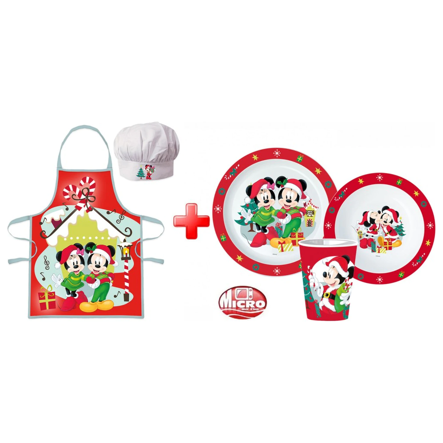Disney Minnie a Mickey Vianočná zástera a plastová súprava riadu produktová fotografia
