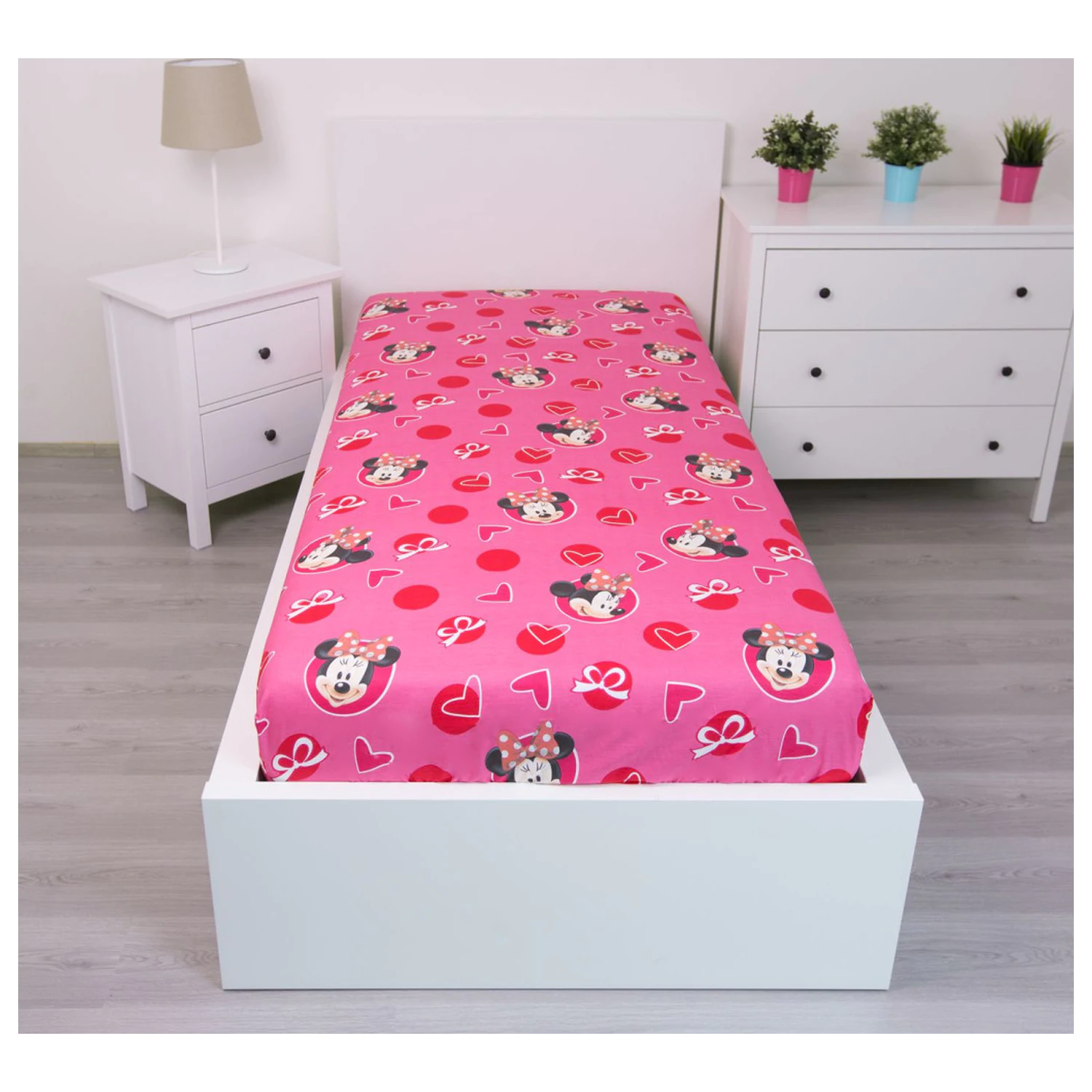 Disney Minnie Hearts napínacia plachta 90x200 cm produktová fotografia