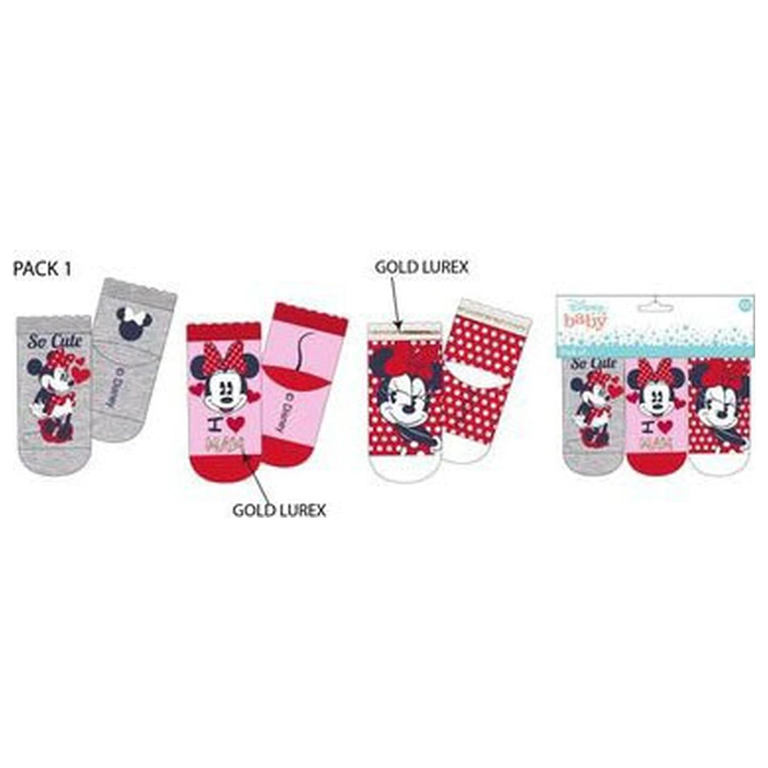 Disney Minnie Love Mom detské ponožky 6-12 mesiacov produktová fotografia