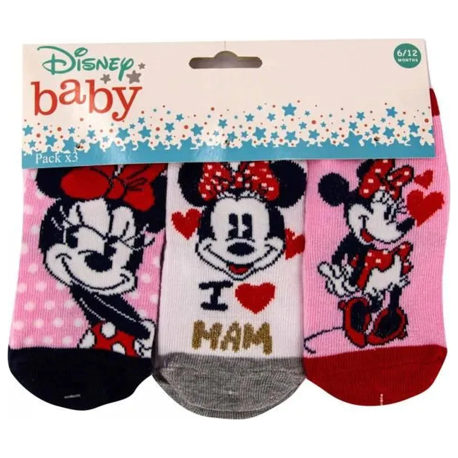 Disney Minnie Love Mom ružové detské ponožky 0-6 mesiacov produktová fotografia