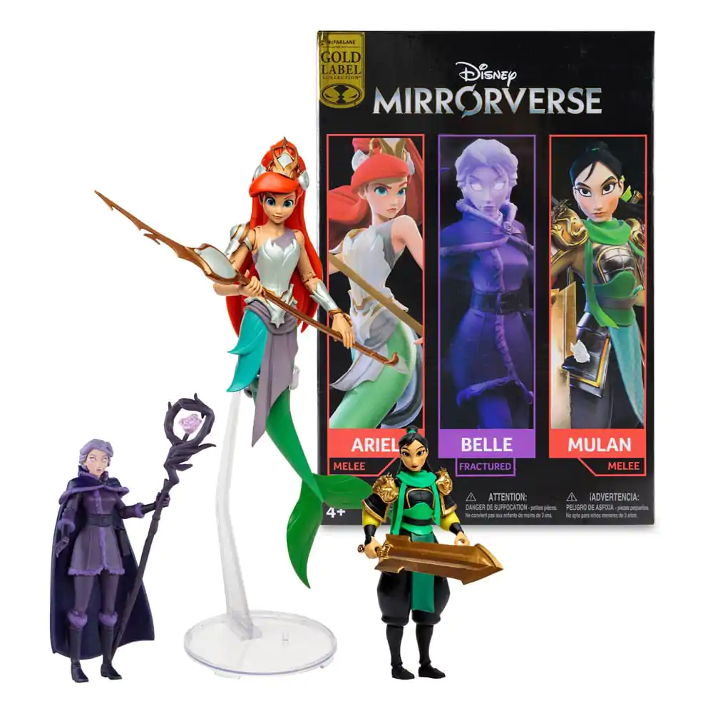 Disney Mirrorverse akčné figúrky Princess Pack Mulan, Belle (Fractured) & Arielle (Gold Label) 13 - 18 cm produktová fotografia