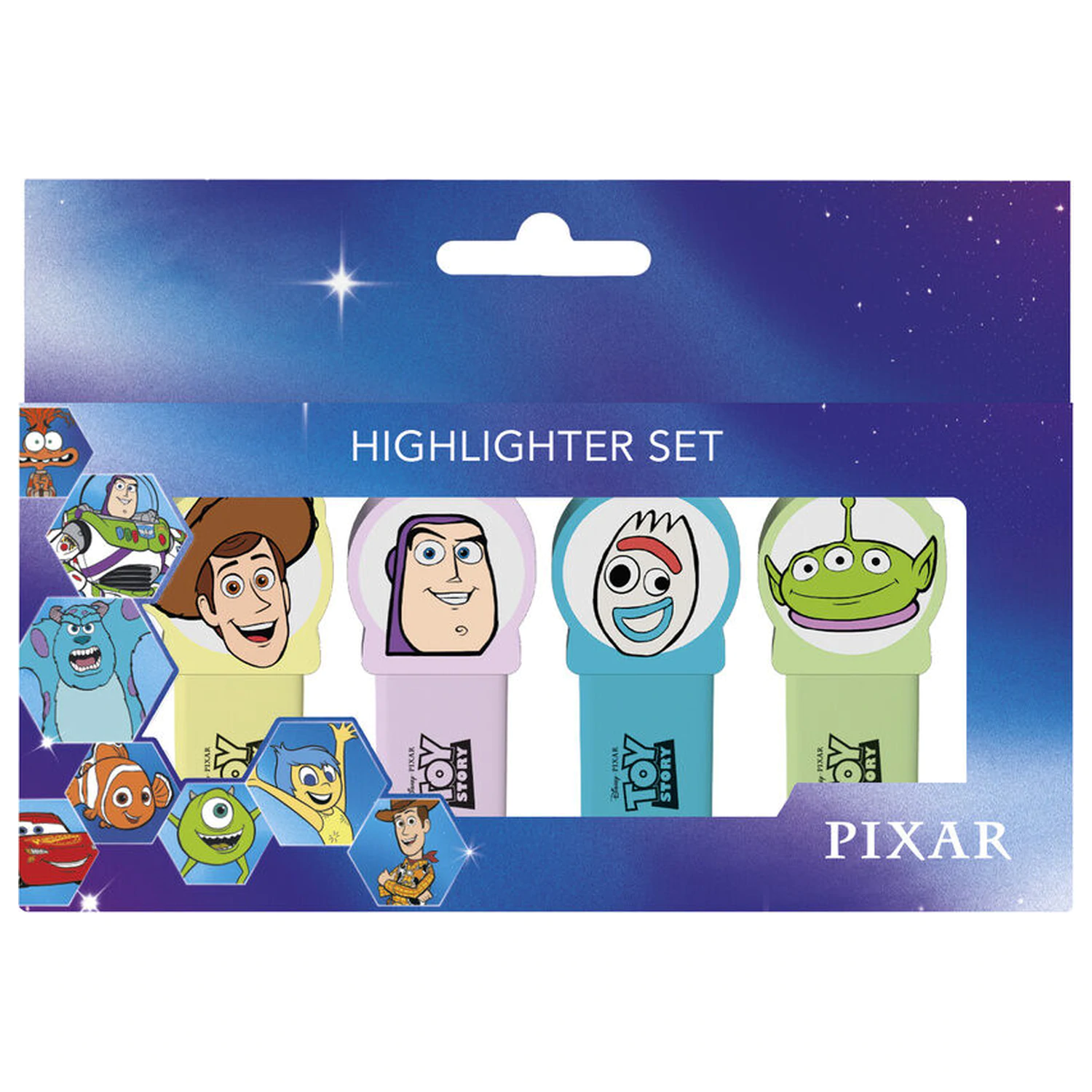 Disney Pixar Toy Story sada 4 zvýrazňovačov s topperom produktová fotografia