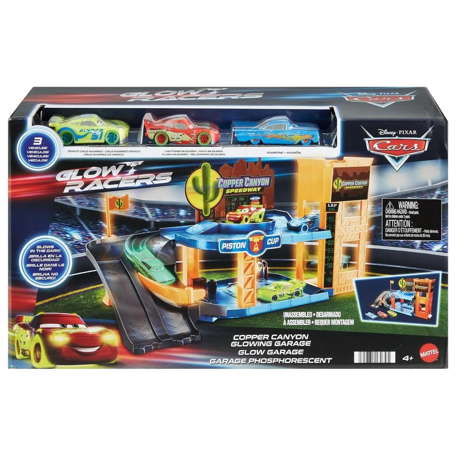 Disney Pixar Cars Copper Canyon Glow dielenská hracia súprava produktová fotografia