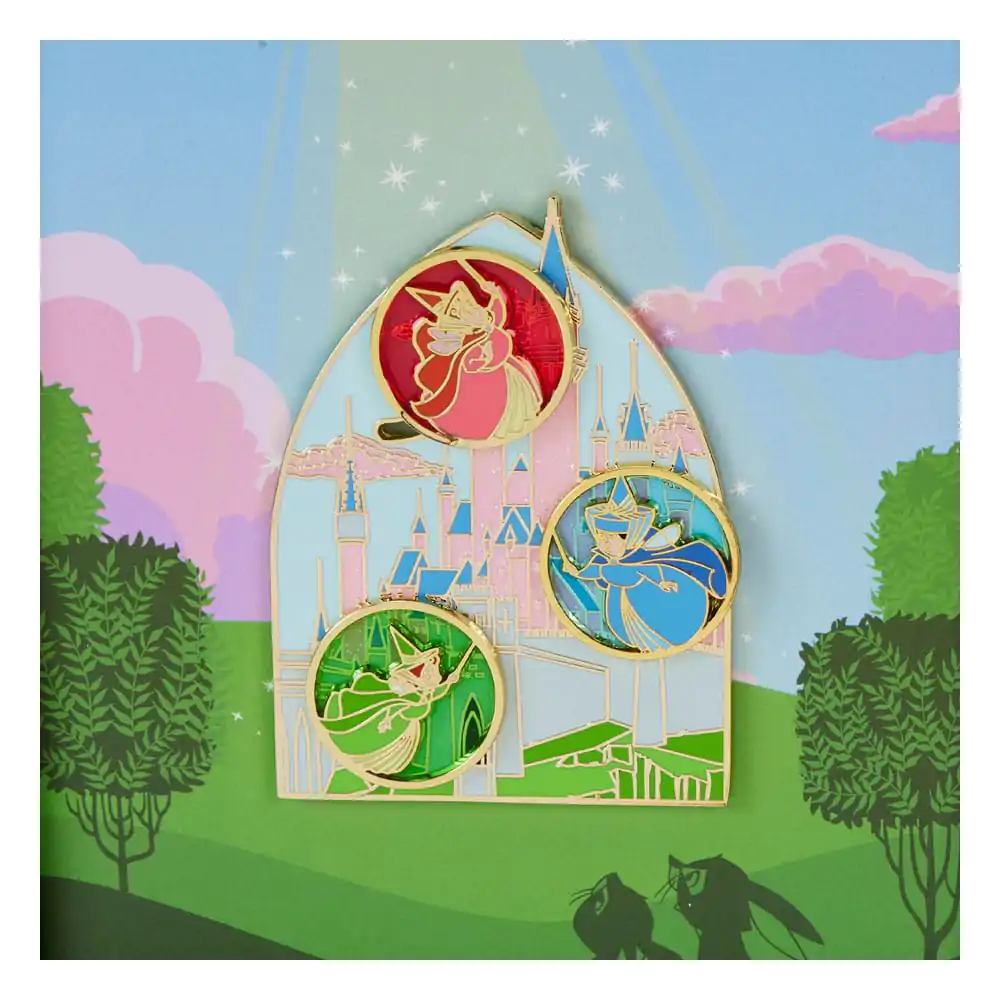 Disney by Loungefly Posuvný smaltovaný odznak Sleeping Beauty Aurora Castle & Fairies Limited Edition 8 cm produktová fotografia