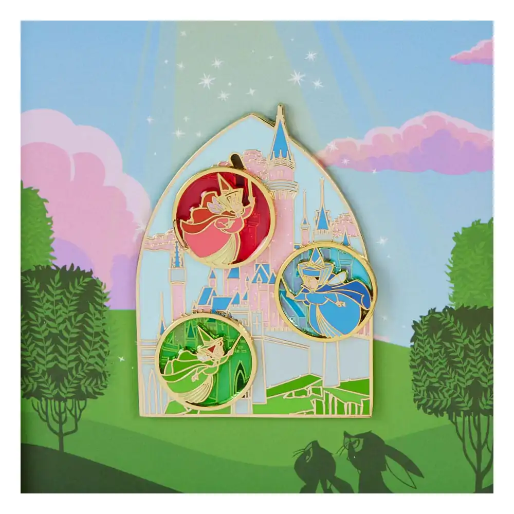 Disney by Loungefly Posuvný smaltovaný odznak Sleeping Beauty Aurora Castle & Fairies Limited Edition 8 cm produktová fotografia