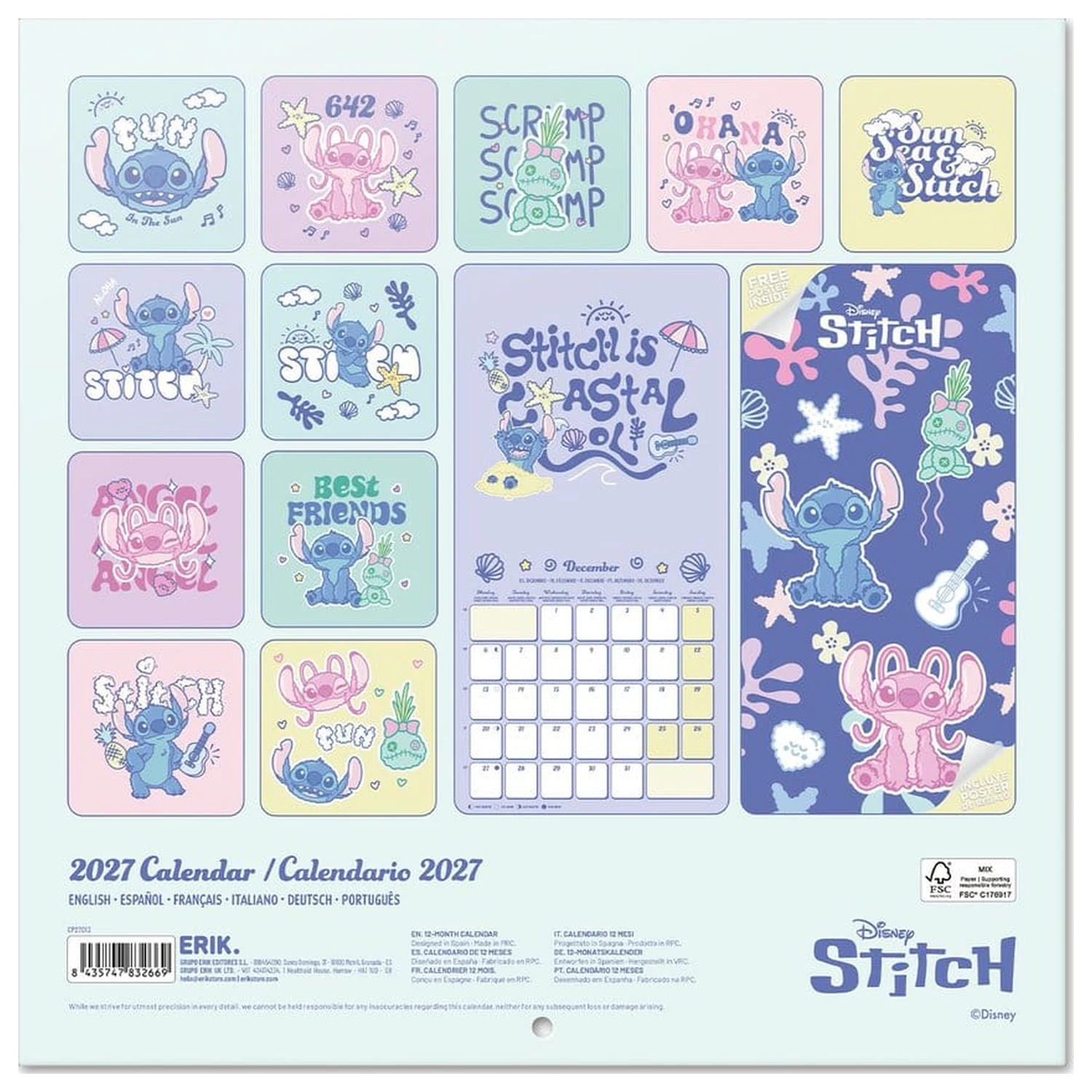 Disney Stitch 2027 Nástenný kalendár 30 x 30 cm produktová fotografia