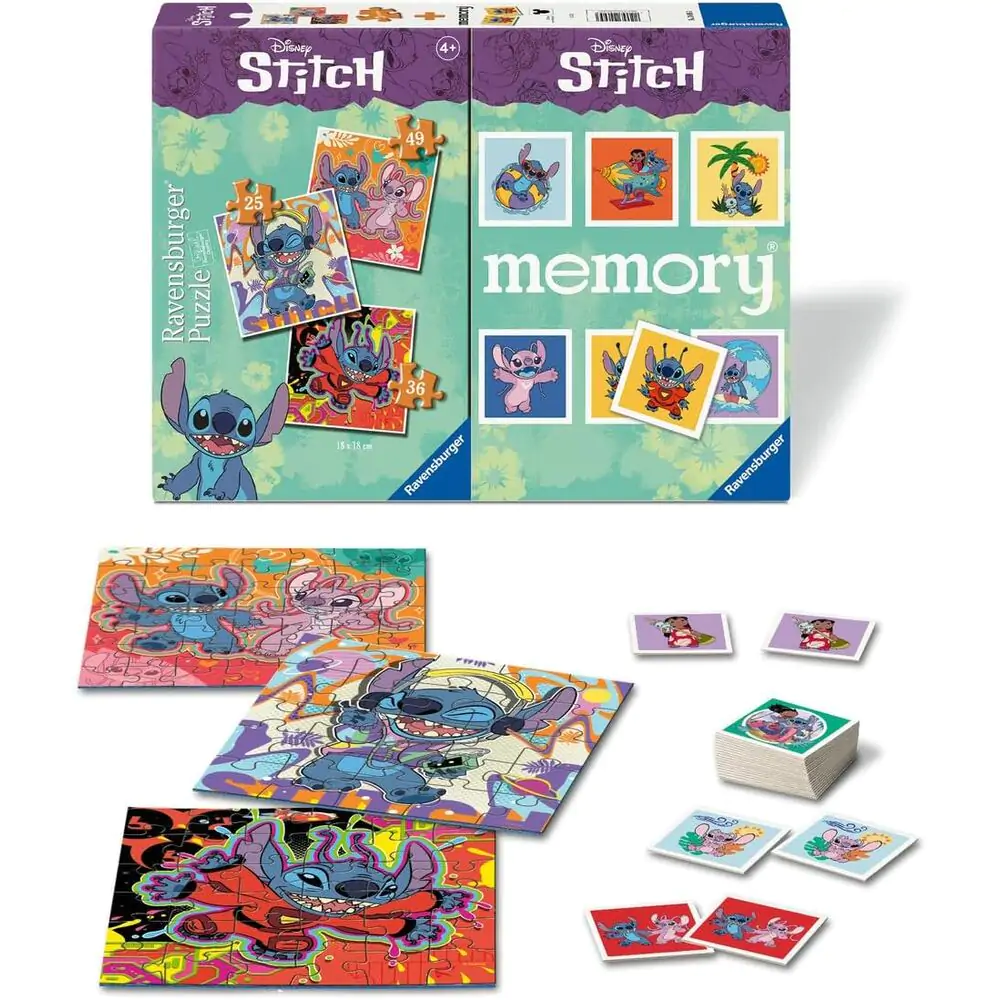 Disney Stitch 3 puzzle a pexeso multipack produktová fotografia