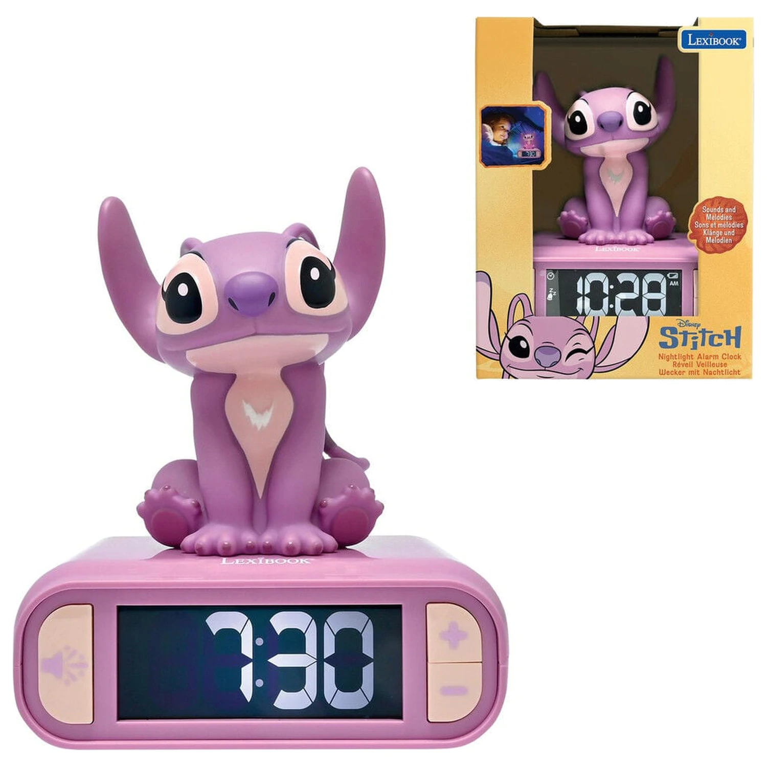 Disney Stitch 3D nočné svetlo digitálny budík produktová fotografia